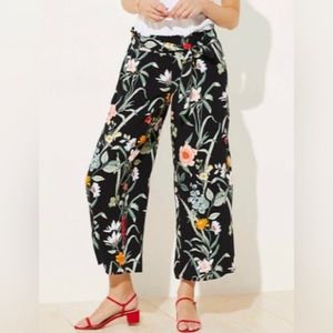LOFT Garden Floral Fluid Wide Leg Cropped Pants